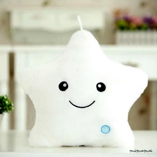 Star LED light up cushion - White
