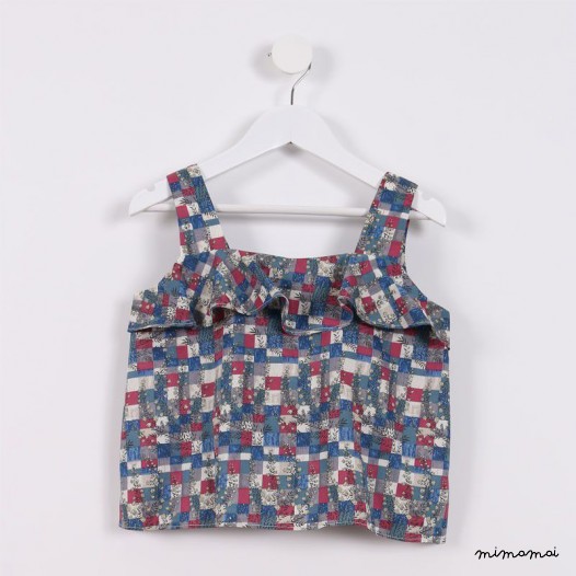 Frill Top blue and maroon