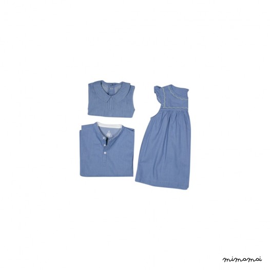 Blouse &agrave; volants denim Violette
