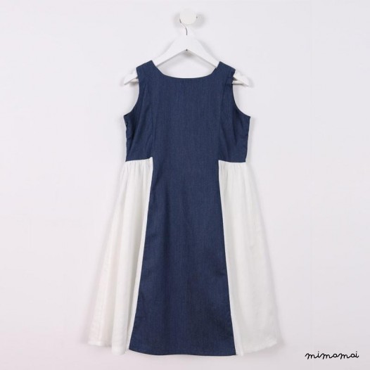 Sleeveless Flared Dress blue denim
