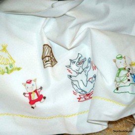baby linen sheet pillowcase hand embroidered cradle stroller nursery