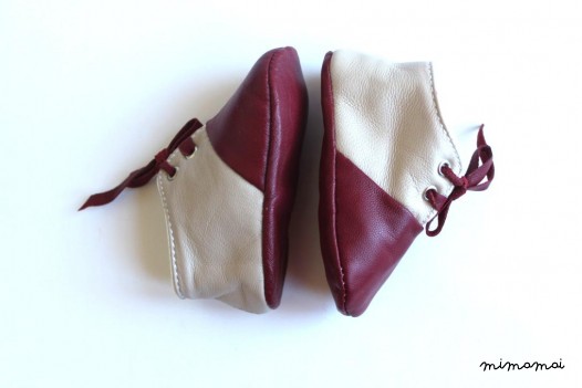 12-18 Months Slippers / Baby Shoes Lamb Leather Claret Red Bordeaux