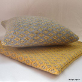 Baby Knitted Blanket - Gold & Grey - Set