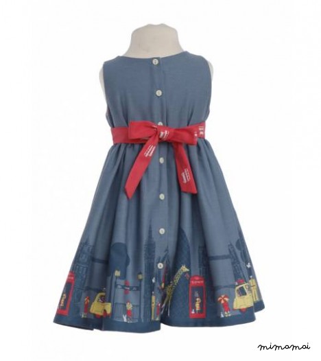 Martha Dress London Print in Midnight Blue