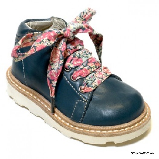 Hattie navy monkey boot with Liberty laces