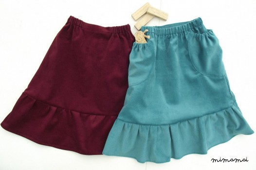 Natural cord ruffled skirt