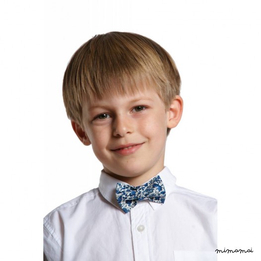 Child blue "Liberty" pattern bow tie, cotton