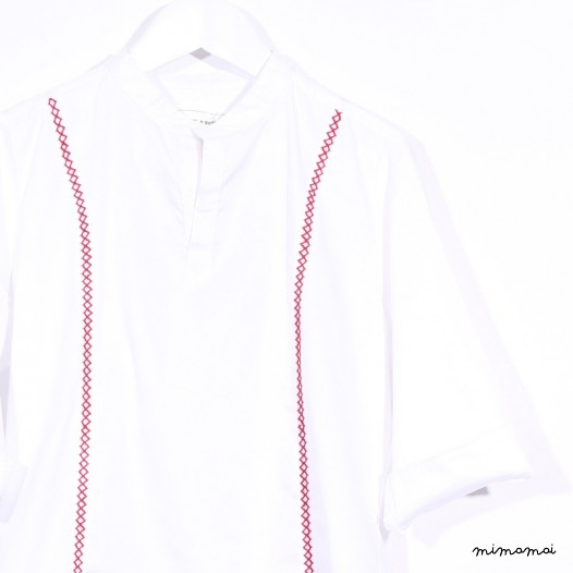 Slip-on Shirt with Embroidery white
