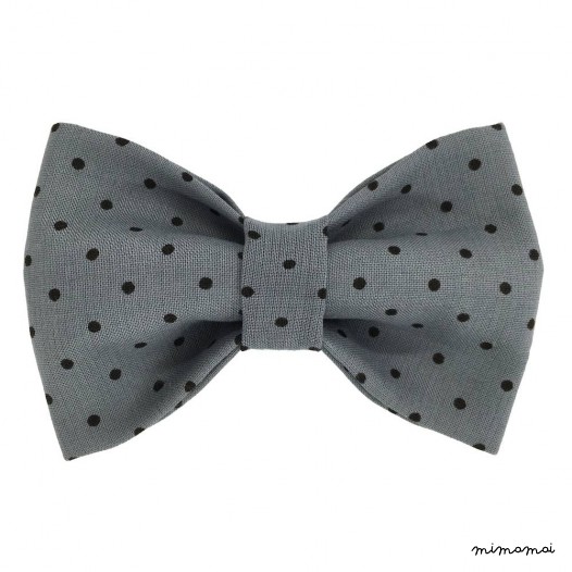 Child grey with black polka-dot bow tie, cotton