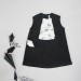Black woolen zebra jabot dress