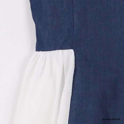 Sleeveless Flared Dress blue denim