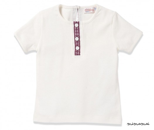 T-shirt GIRLS lace white/plum