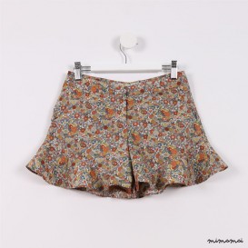 Flared Hem Shorts orange floral
