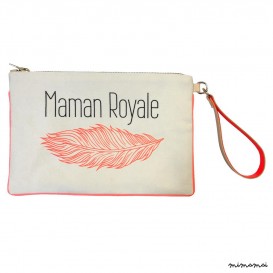 &ldquo;Maman Royale&rdquo; feather leafs pouch bag