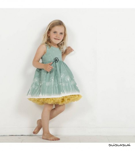 Martha Dress Make A Wish Print in Sage