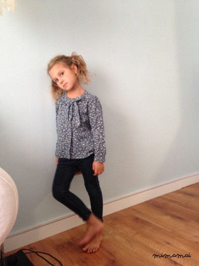 Girls Blouse,Girl's printed green and beige blouse with birds
