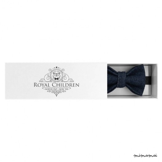 Child denim withe white stars bow tie, cotton