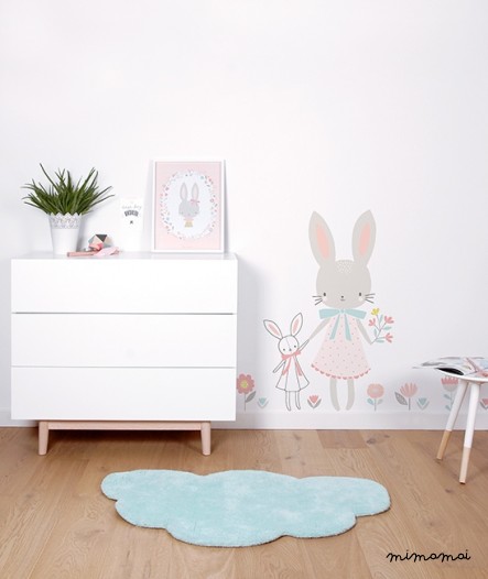 Affiche b&eacute;b&eacute; enfant lapin fille