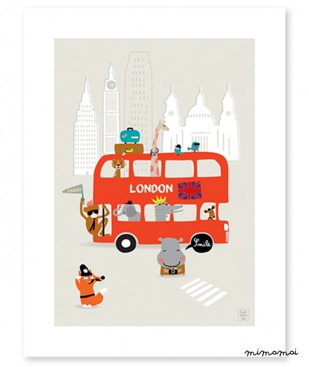 Affiche chambre enfant bus Londres