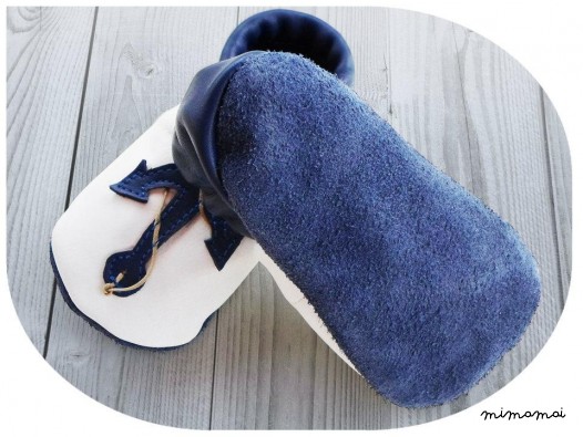 Scarpe fatte a mano morbida suola - marinaio, rosa-bianco, per bambino, bambino, bambini
