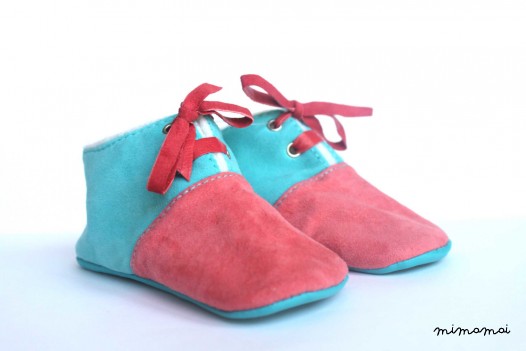12 - 18 Months Slippers / Baby Shoes Lamb Leather Pastel Pink Blue
