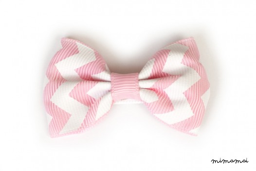 Large Chevron Bow Hairclip Light Pink