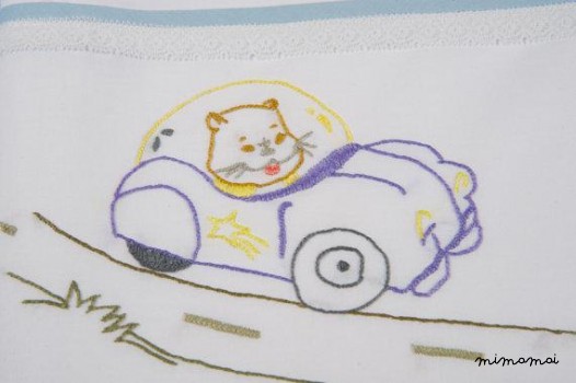 baby linen sheet pillowcase hand embroidered light blue lace cradle stroller