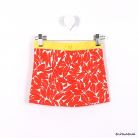 Slanted-zip Skirt orange floral