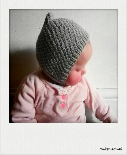 knitted baby hat, baby bonnet, knitted pixie cap, baby shower gift