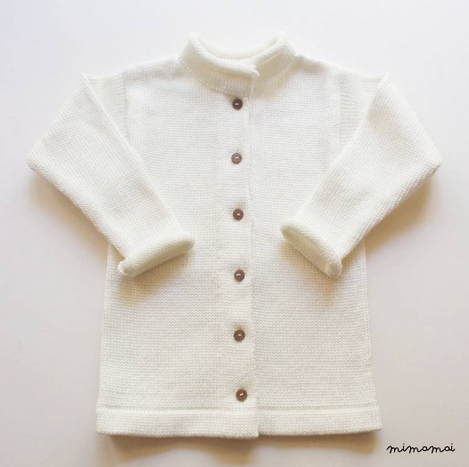 Babies/Children's cotton roll-neck Cardigan with handmade oak buttons