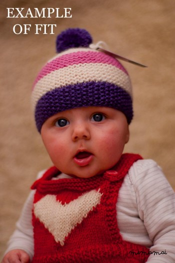 3-6 months baby Gift set of knitted striped Bobble pompom hat in blue