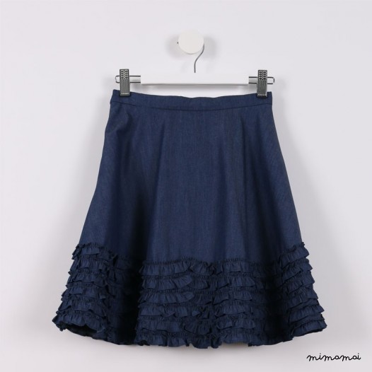 Frilly Layered Skirt denim blue