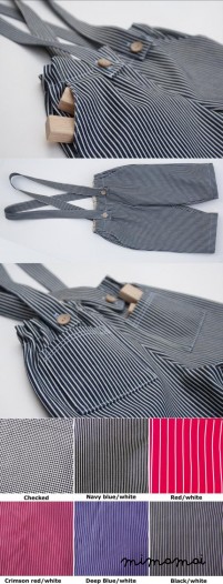 Suspender striped short pants