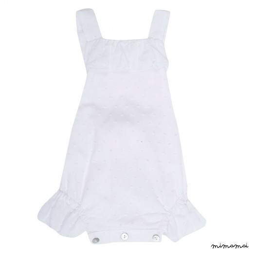 Baby girl romper set in white cotton , Baby Dress, Baby body