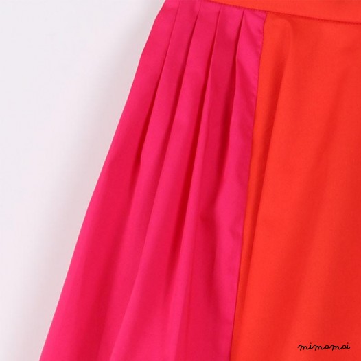 Two-way Pleated Skirt deep orange