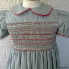 Green stripe 100% cotton hand smocked