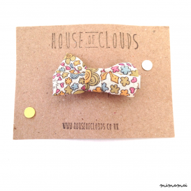 Liberty Fabric Bow Hair Clip - Brown/White