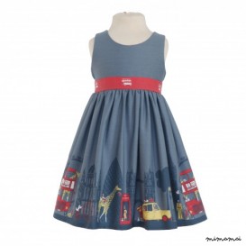 Martha Dress London Print in Midnight Blue
