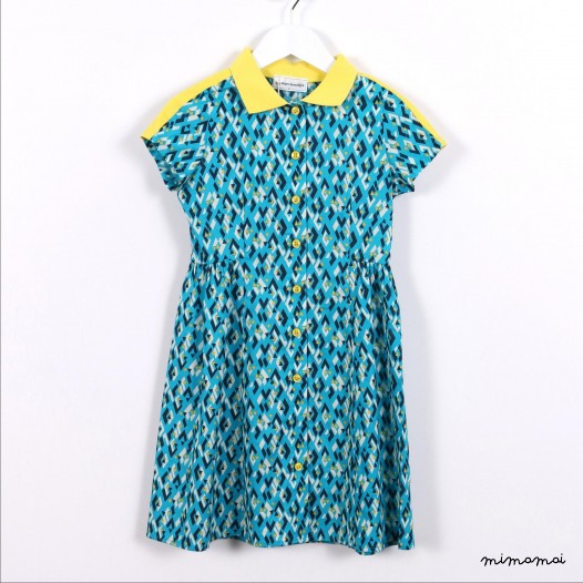 Button-down Long Dress green graphic