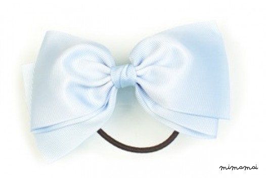 Large Bow Ponytail Holder - Pastel Blue