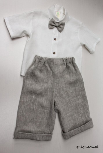 Linen cuff style shorts.Simple and natural