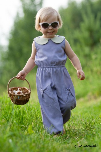 Linen overalls with Peter Pan collar