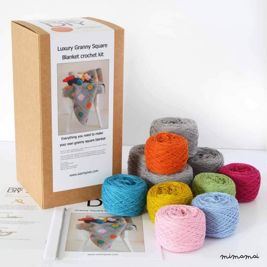 GRANNY SQUARE CROCHET BLANKET KIT - 3 SIZES AVAILABLE