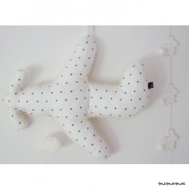 COUSSIN MUSICAL AVION OSCAR BLANC