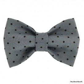 Child grey with black polka-dot bow tie, cotton
