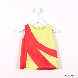 Satin Graphic Top pink and yellow
