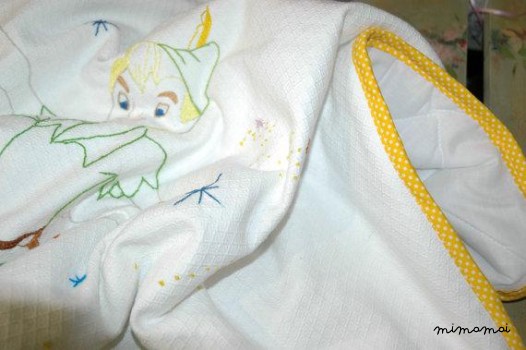 Peter Pan hand embroidered baby boy's blanket, white color, nursery christening gift