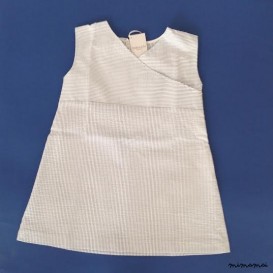 Vestitino Ginevra in tessuto goffrato con righe azzurre