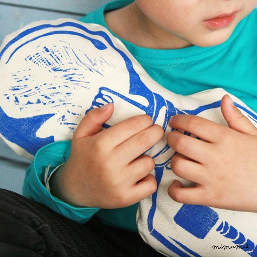 Robot Cushion  Blue Bulb