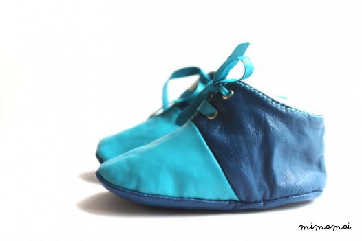 3-6 Months Slippers / Baby Shoes Lamb Leather Blue